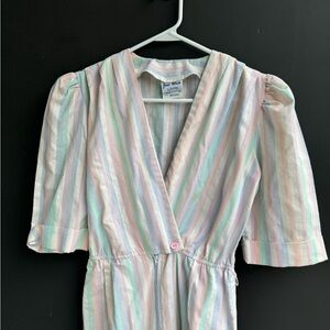 Vintage Pastel Striped Jumpsuit